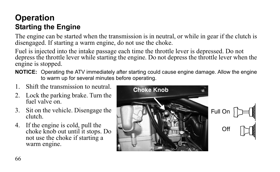 Operation | Polaris Outlaw 9922079 User Manual | Page 69 / 203