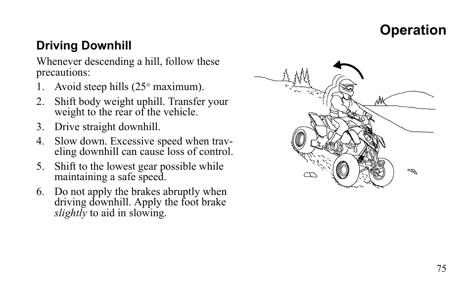 Operation | Polaris Outlaw 9922079 User Manual | Page 78 / 203