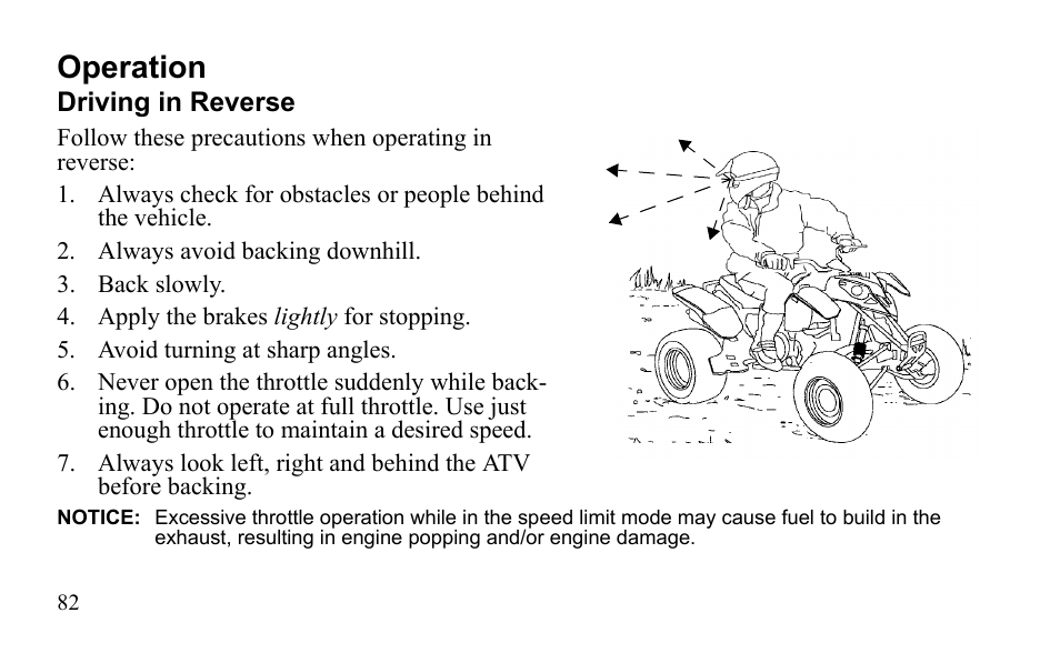 Operation | Polaris Outlaw 9922079 User Manual | Page 85 / 203