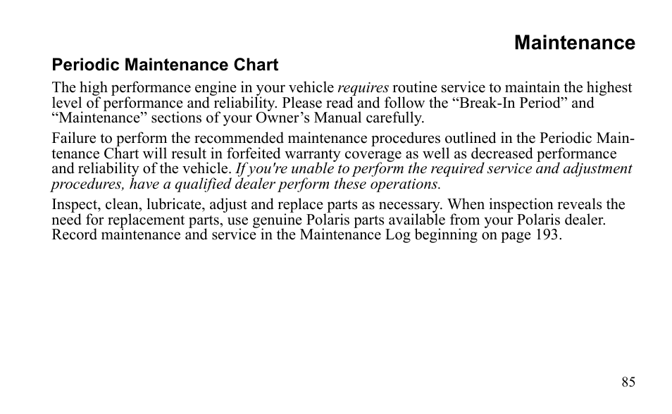 Maintenance | Polaris Outlaw 9922079 User Manual | Page 88 / 203
