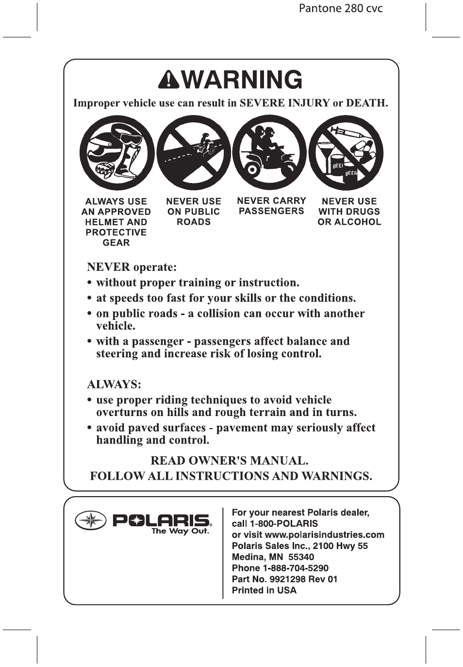 Polaris Scrambler 9921298 User Manual | Page 2 / 129