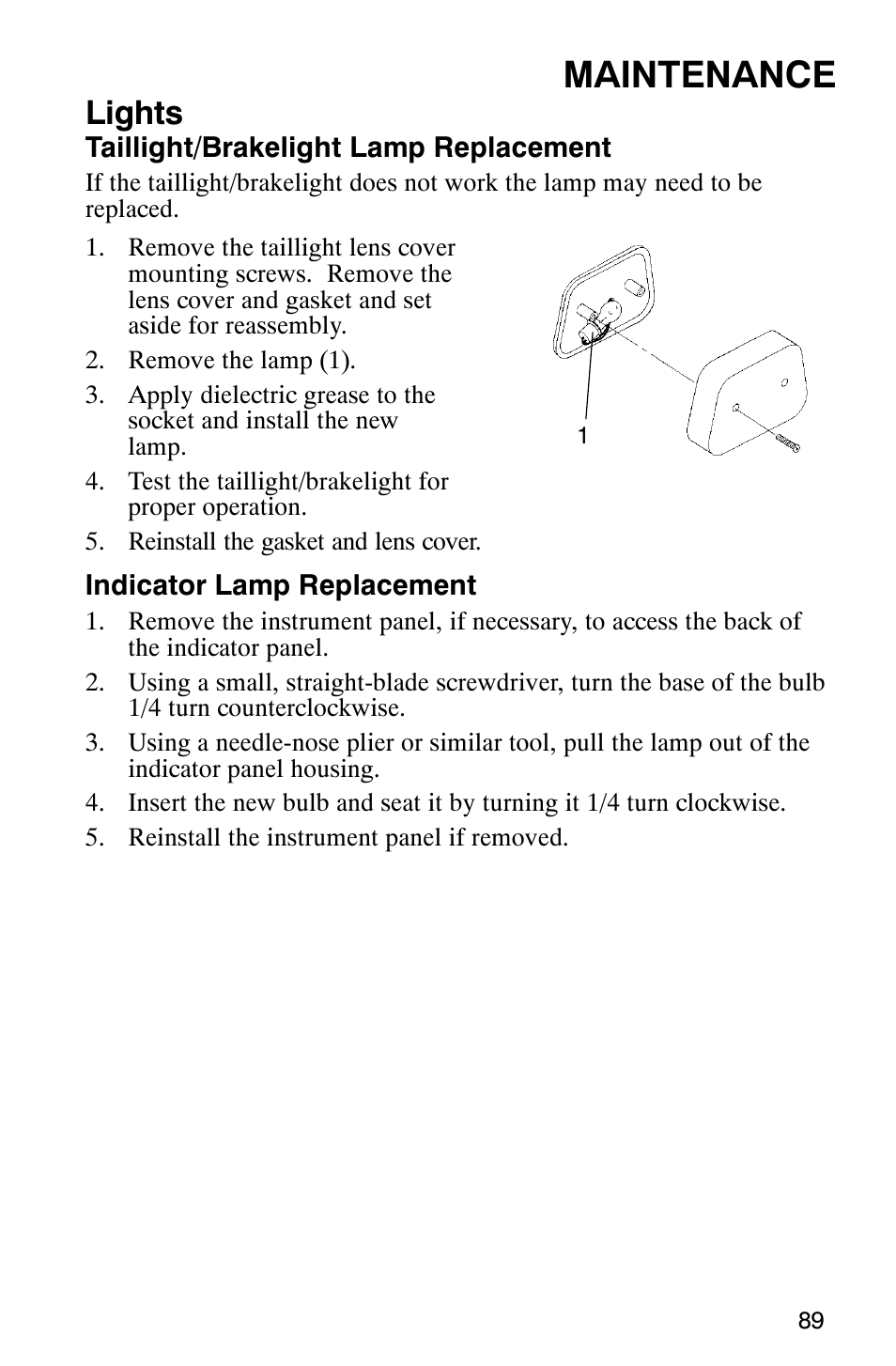 Maintenance, Lights | Polaris Scrambler 9921298 User Manual | Page 92 / 129