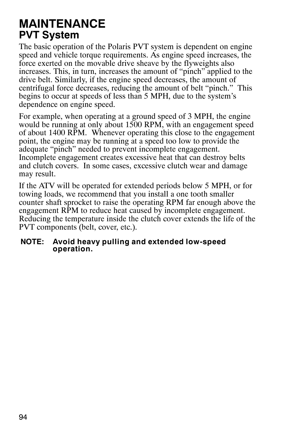 Maintenance, Pvt system | Polaris Scrambler 9921298 User Manual | Page 97 / 129