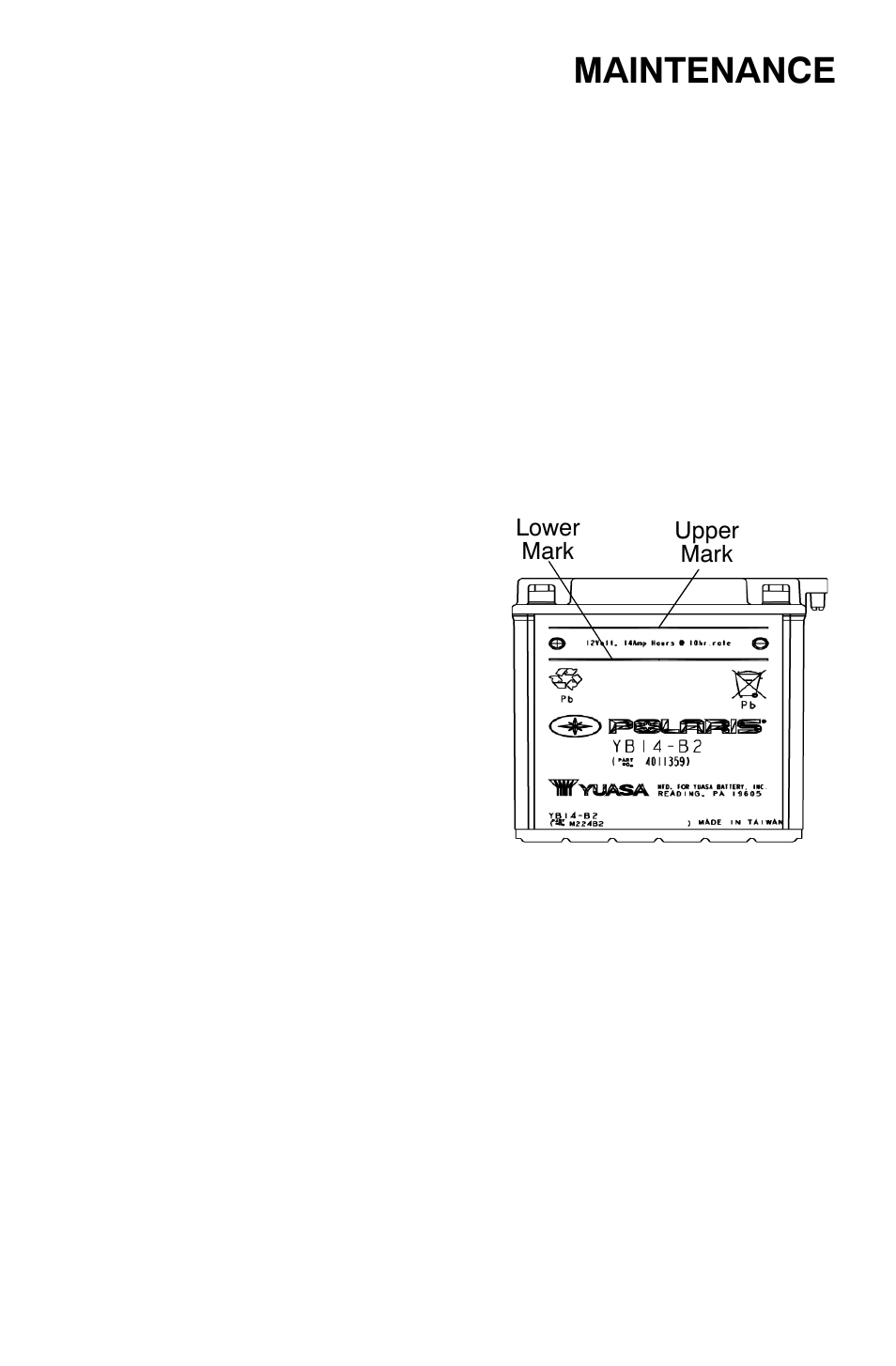 Maintenance, Battery | Polaris Sportsman 9921818 User Manual | Page 98 / 126
