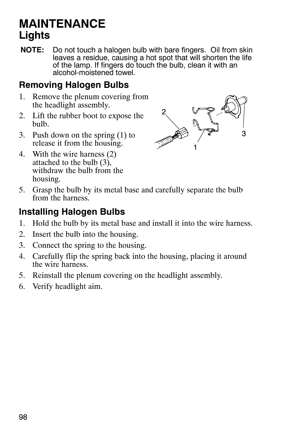 Maintenance, Lights | Polaris 700 Fusion User Manual | Page 101 / 139