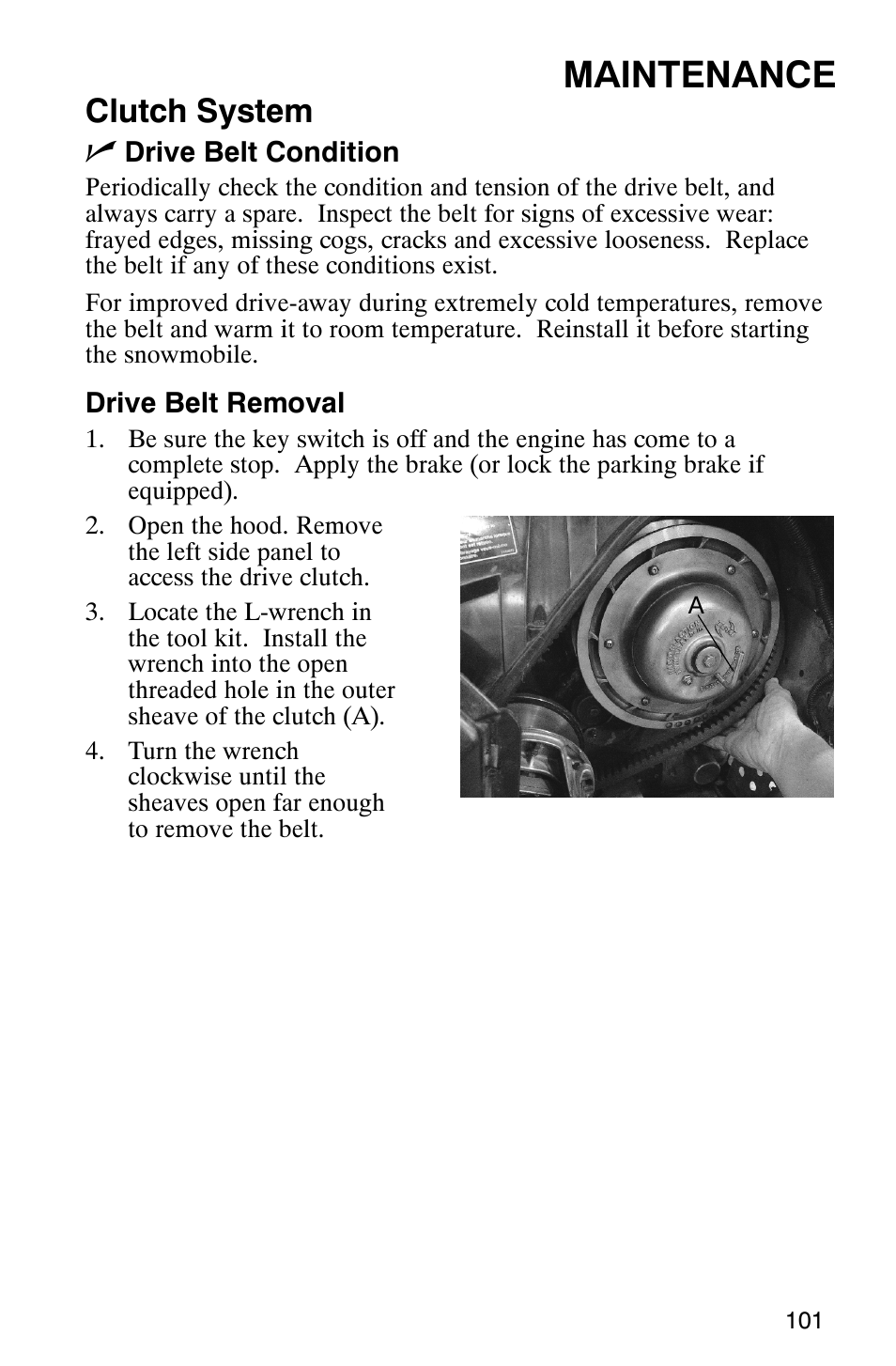 Maintenance, Clutch system n | Polaris 700 Fusion User Manual | Page 104 / 139