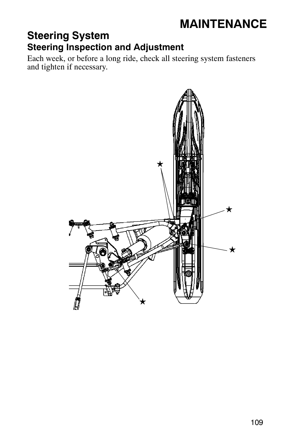 Maintenance, Steering system | Polaris 700 Fusion User Manual | Page 112 / 139