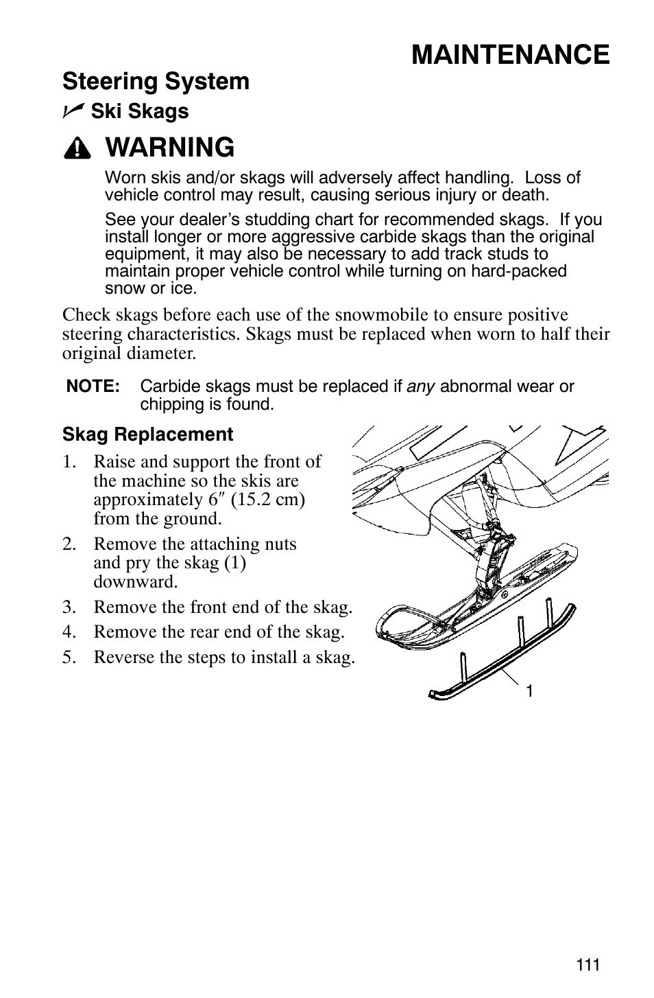 Maintenance, Warning, Steering system n | Polaris 700 Fusion User Manual | Page 114 / 139