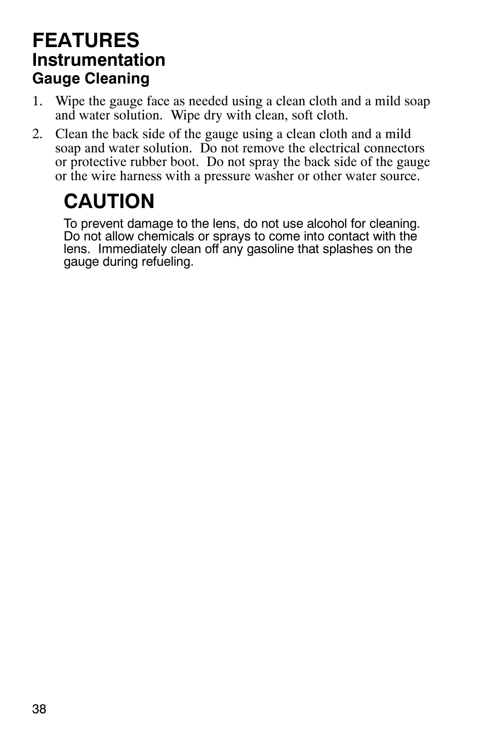 Features, Caution, Instrumentation | Polaris 700 Fusion User Manual | Page 41 / 139