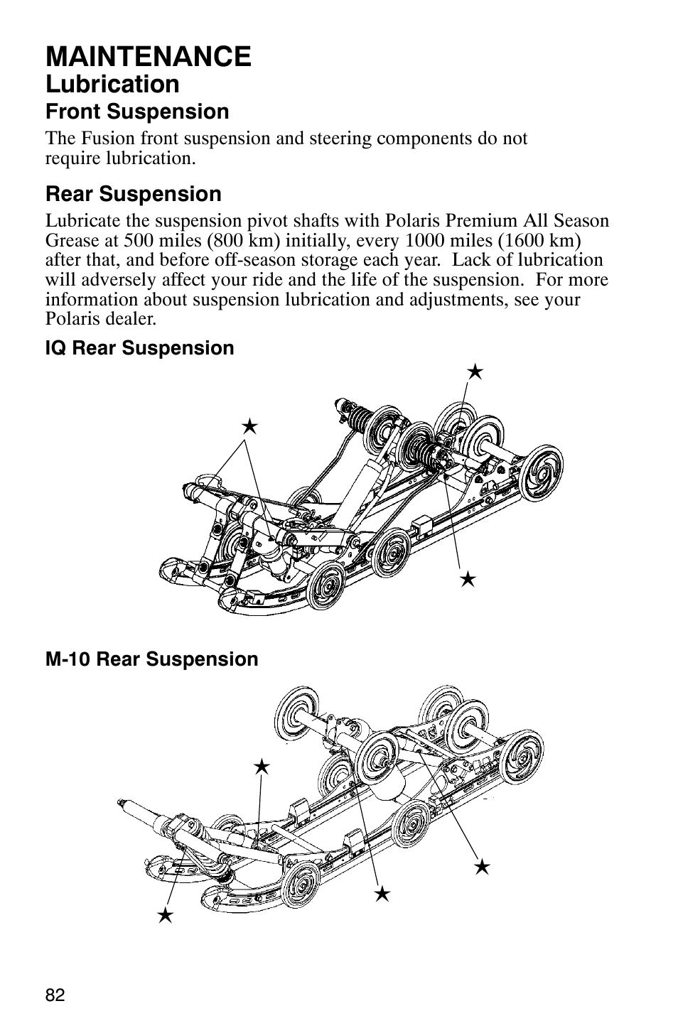 Maintenance, Lubrication | Polaris 700 Fusion User Manual | Page 85 / 139
