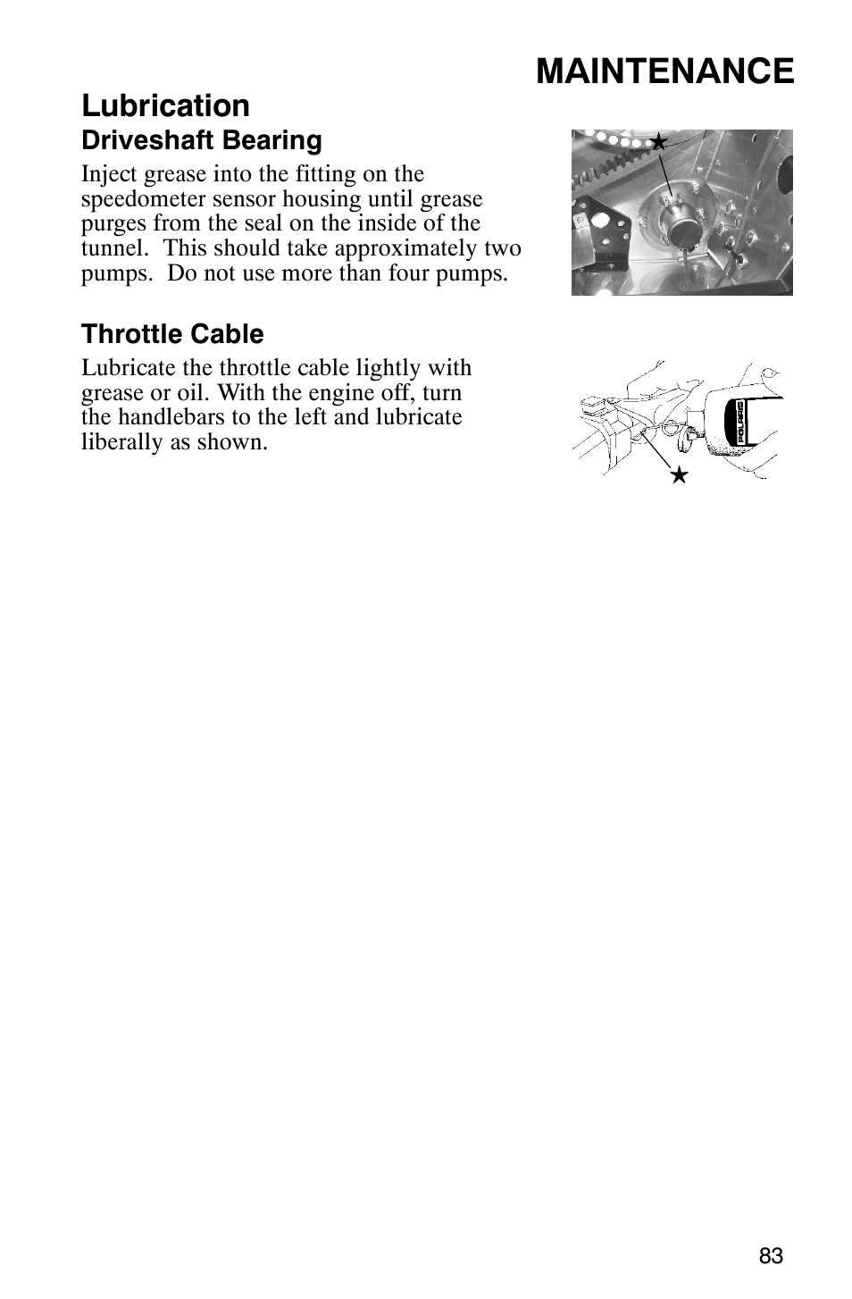 Maintenance, Lubrication | Polaris 700 Fusion User Manual | Page 86 / 139