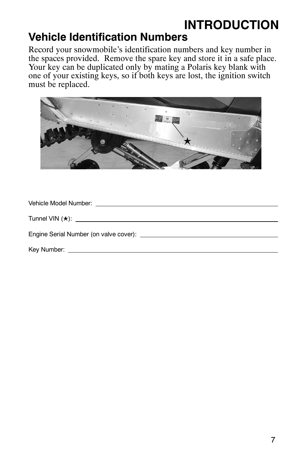 Introduction, Vehicle identification numbers | Polaris FST Touring User Manual | Page 10 / 157