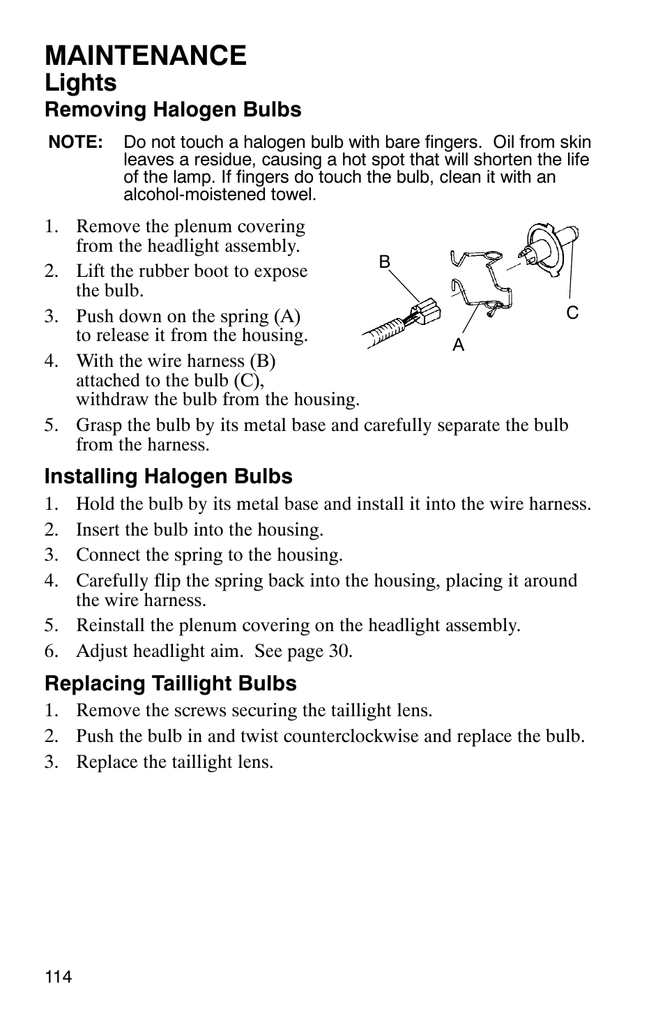 Maintenance, Lights | Polaris FST Touring User Manual | Page 117 / 157