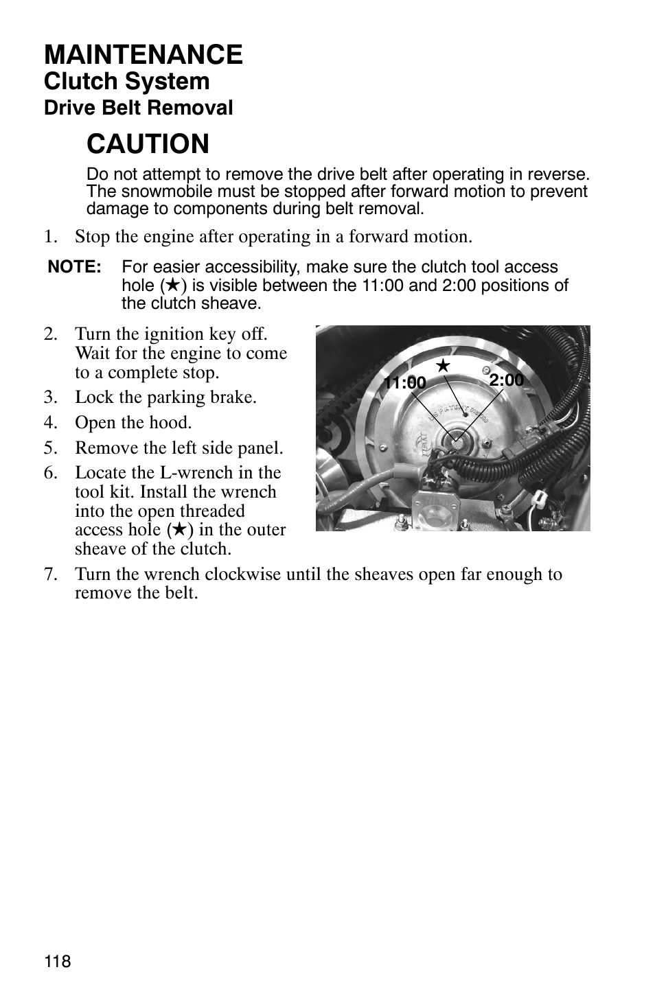 Maintenance, Caution, Clutch system | Polaris FST Touring User Manual | Page 121 / 157