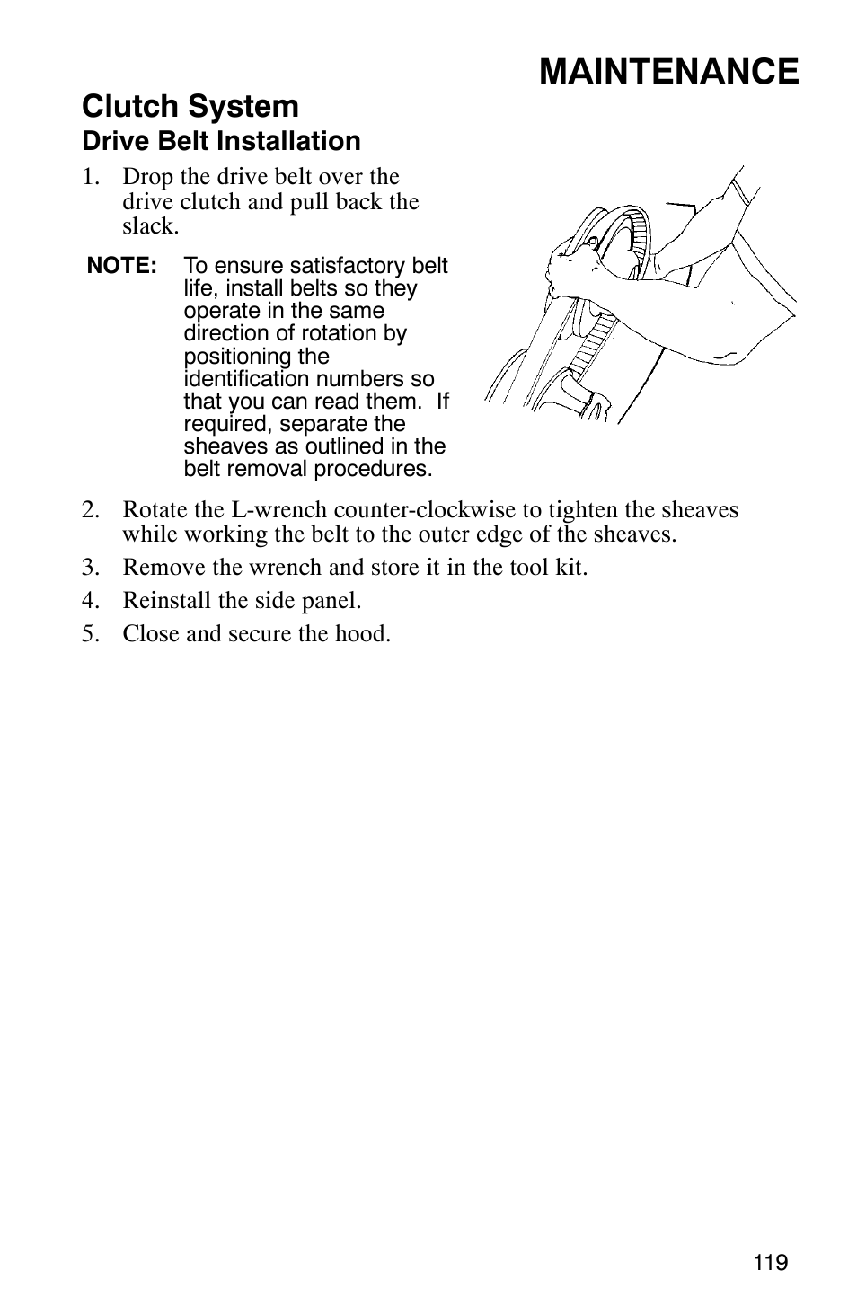Maintenance, Clutch system | Polaris FST Touring User Manual | Page 122 / 157