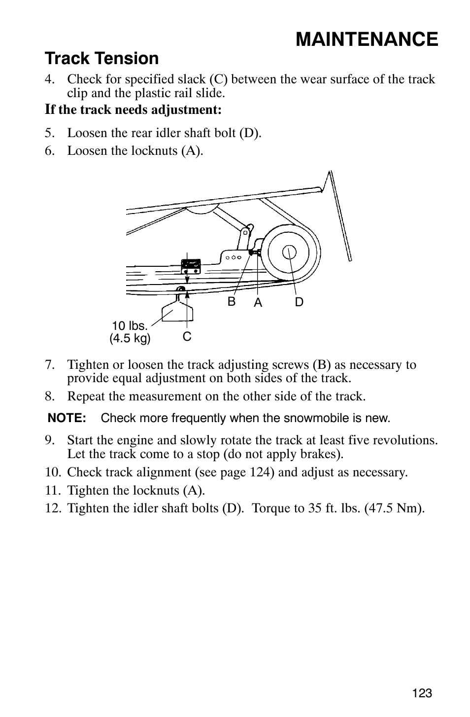 Maintenance, Track tension | Polaris FST Touring User Manual | Page 126 / 157