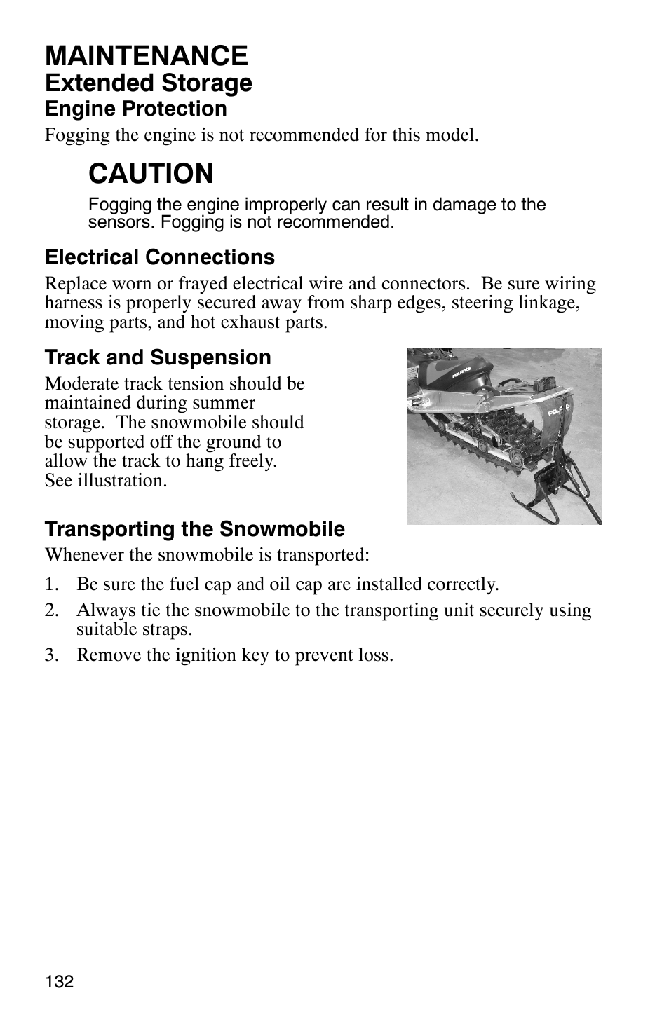 Maintenance, Caution, Extended storage | Polaris FST Touring User Manual | Page 135 / 157