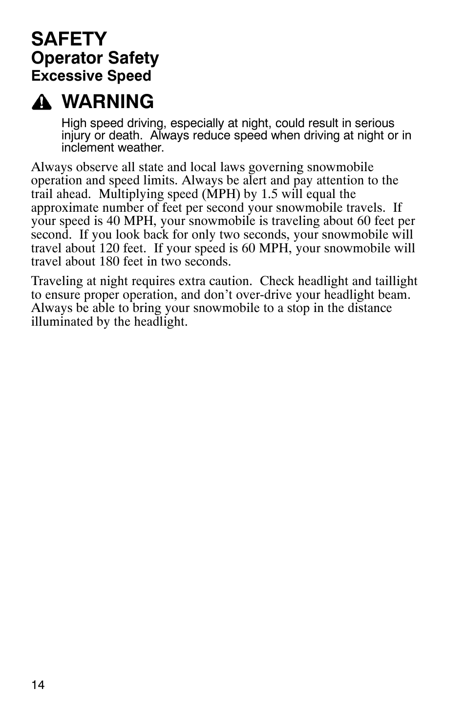 Safety, Warning, Operator safety | Polaris FST Touring User Manual | Page 17 / 157