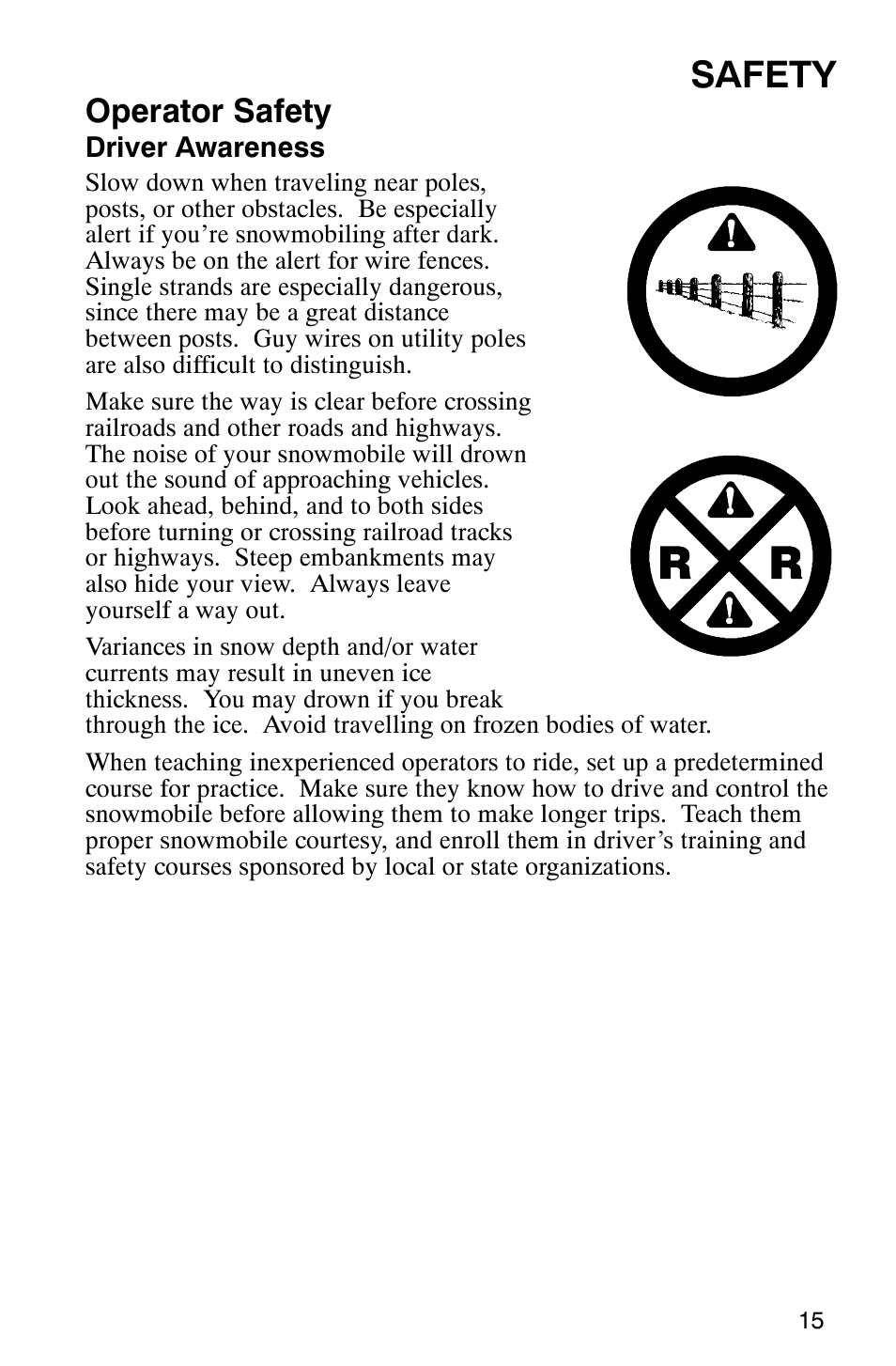 Safety, Operator safety | Polaris FST Touring User Manual | Page 18 / 157