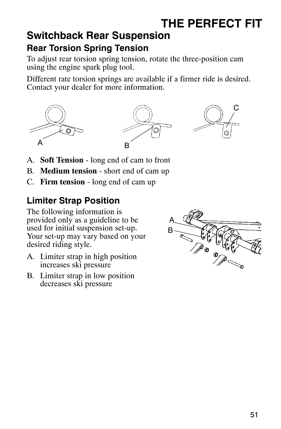 The perfect fit, Switchback rear suspension | Polaris FST Touring User Manual | Page 54 / 157