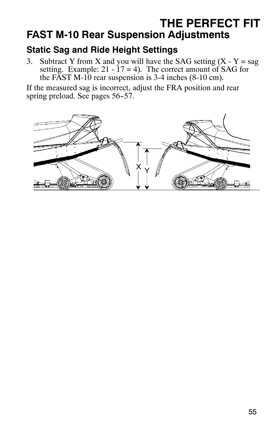 The perfect fit, Fast m-10 rear suspension adjustments | Polaris FST Touring User Manual | Page 58 / 157