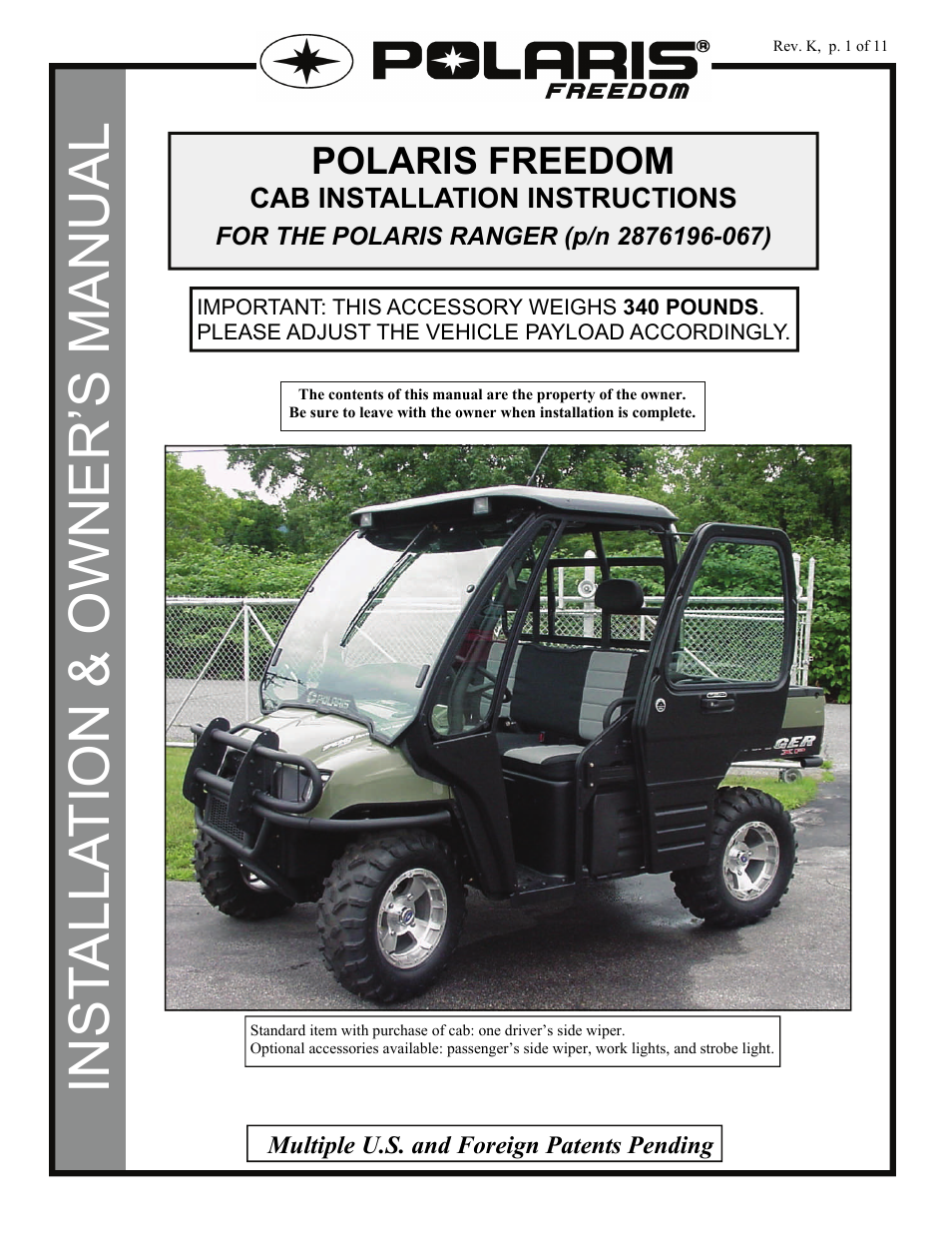 Polaris Cab User Manual | 11 pages