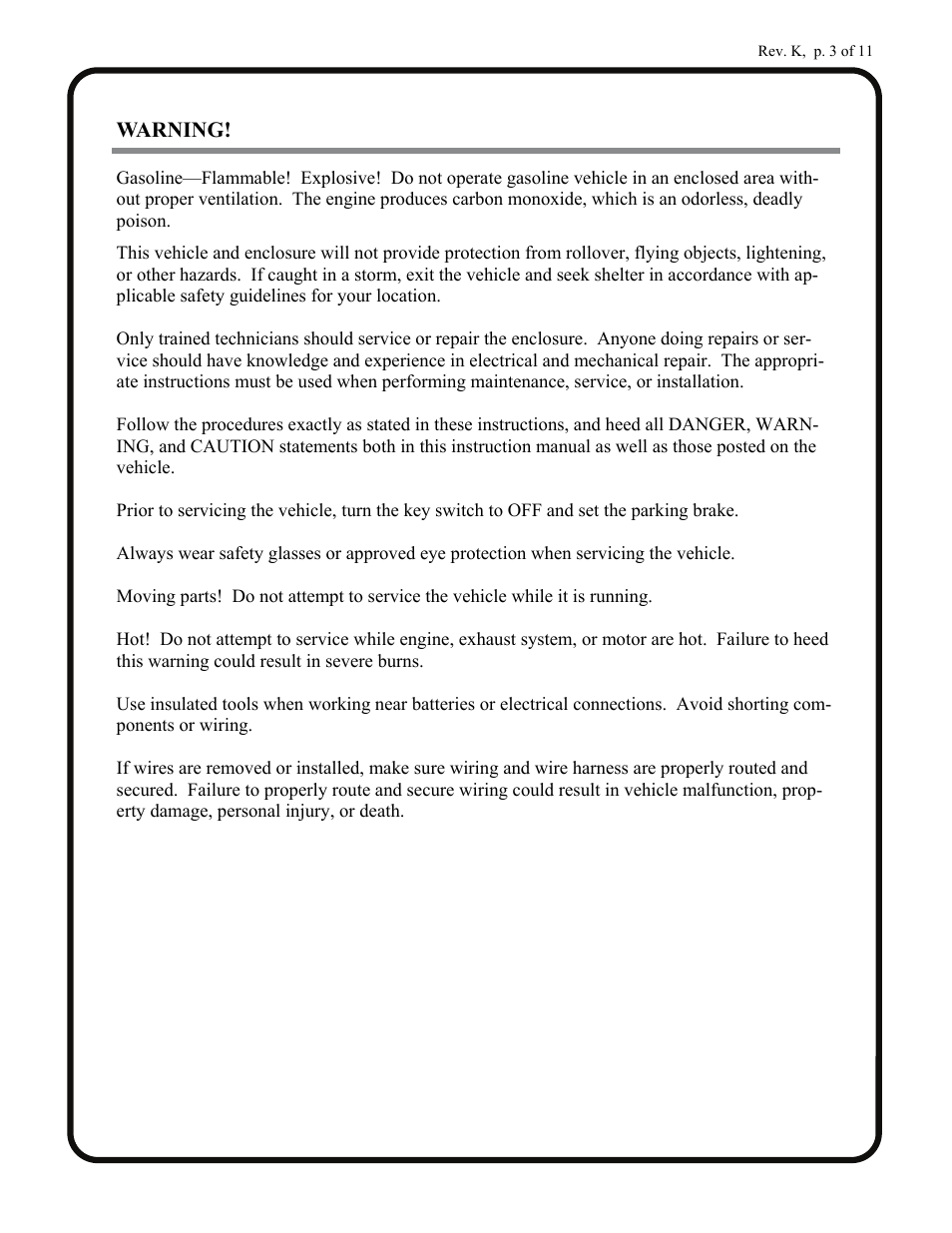 Warning | Polaris Cab User Manual | Page 3 / 11