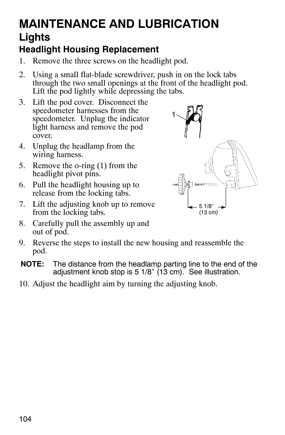 Maintenance and lubrication, Lights | Polaris ATP 330 4x4 User Manual | Page 107 / 140