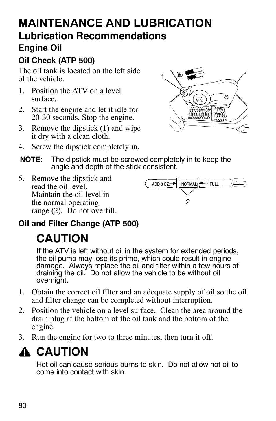 Maintenance and lubrication, Caution, Lubrication recommendations | Polaris ATP 330 4x4 User Manual | Page 83 / 140