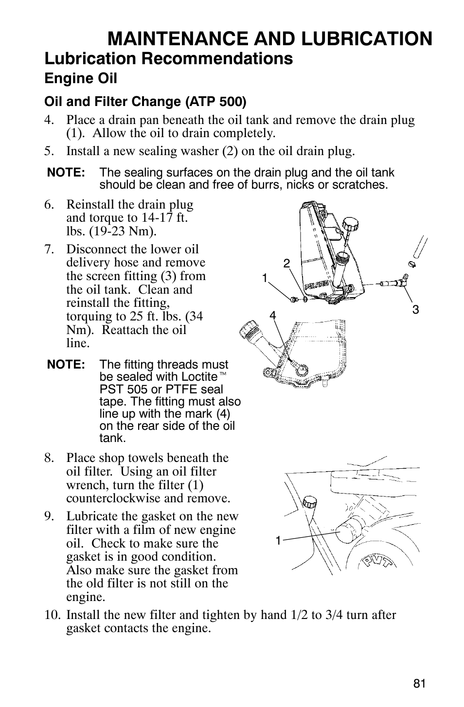 Maintenance and lubrication, Lubrication recommendations | Polaris ATP 330 4x4 User Manual | Page 84 / 140