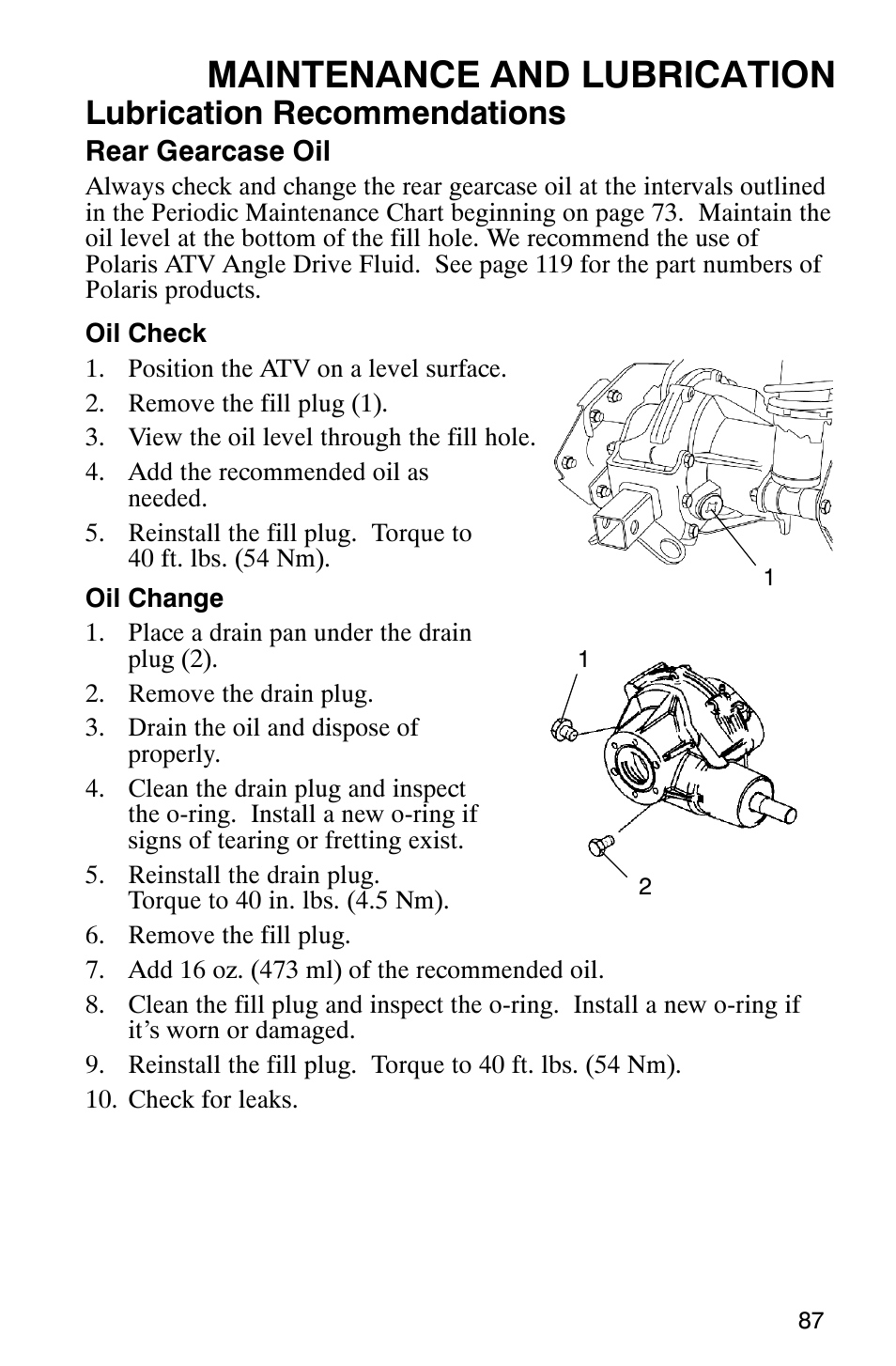 Maintenance and lubrication, Lubrication recommendations | Polaris ATP 330 4x4 User Manual | Page 90 / 140