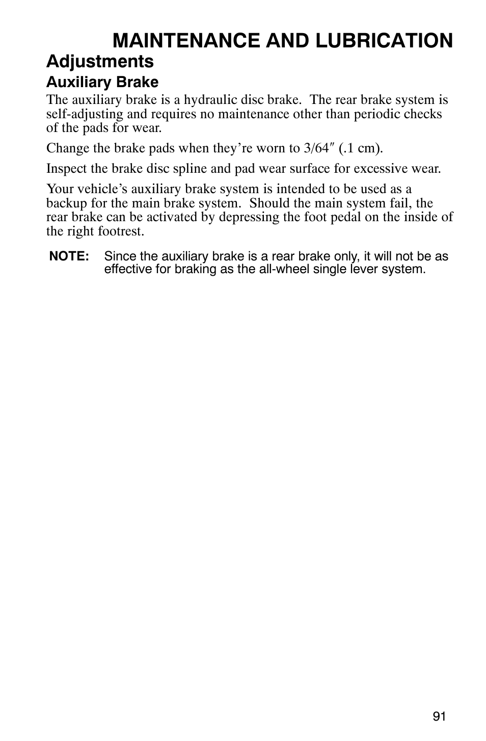 Maintenance and lubrication, Adjustments | Polaris ATP 330 4x4 User Manual | Page 94 / 140