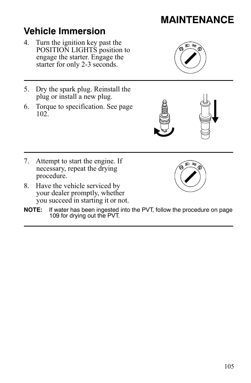 Maintenance, Vehicle immersion | Polaris Sportsman 9922172 User Manual | Page 107 / 140