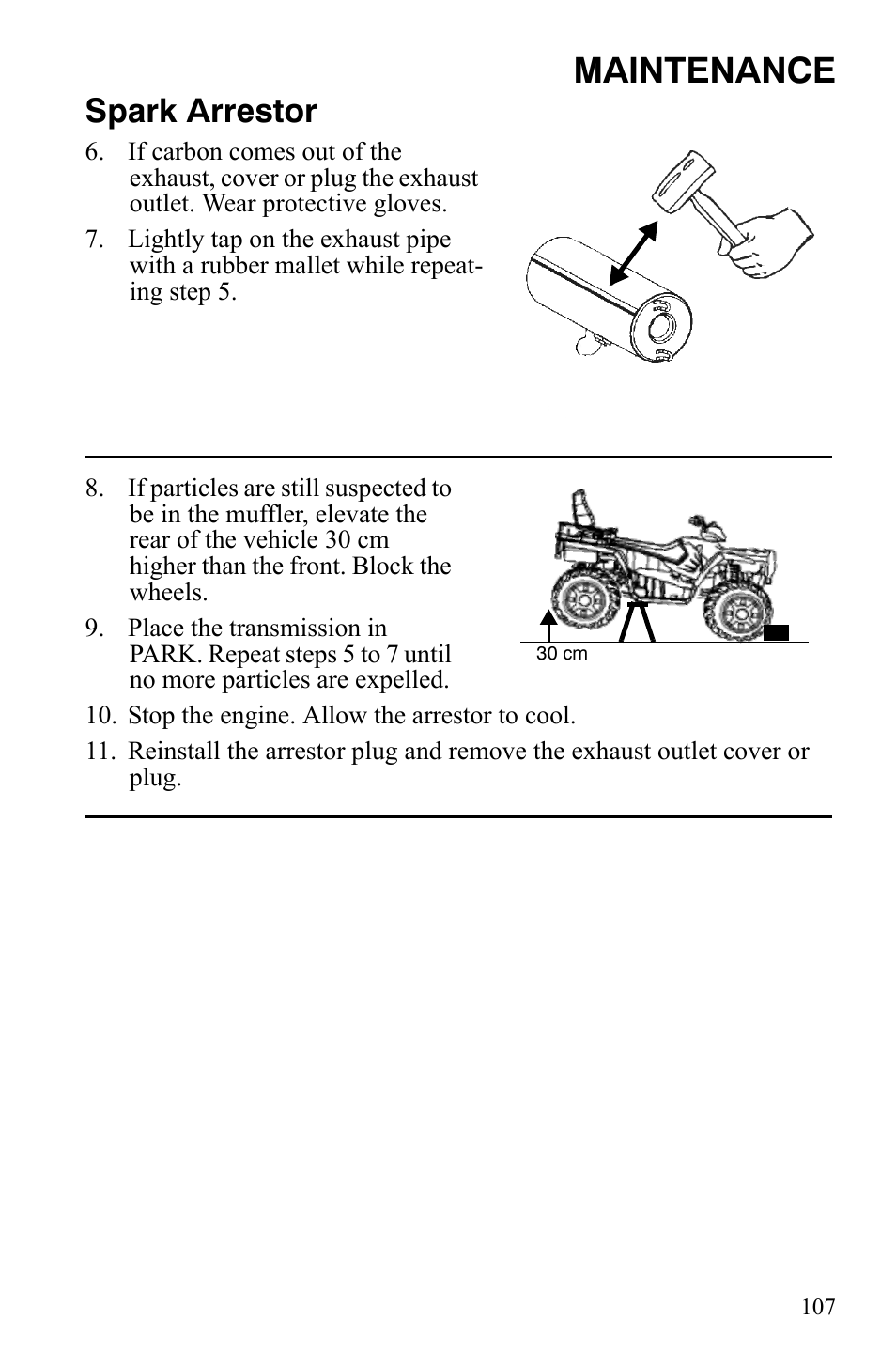 Maintenance, Spark arrestor | Polaris Sportsman 9922172 User Manual | Page 109 / 140