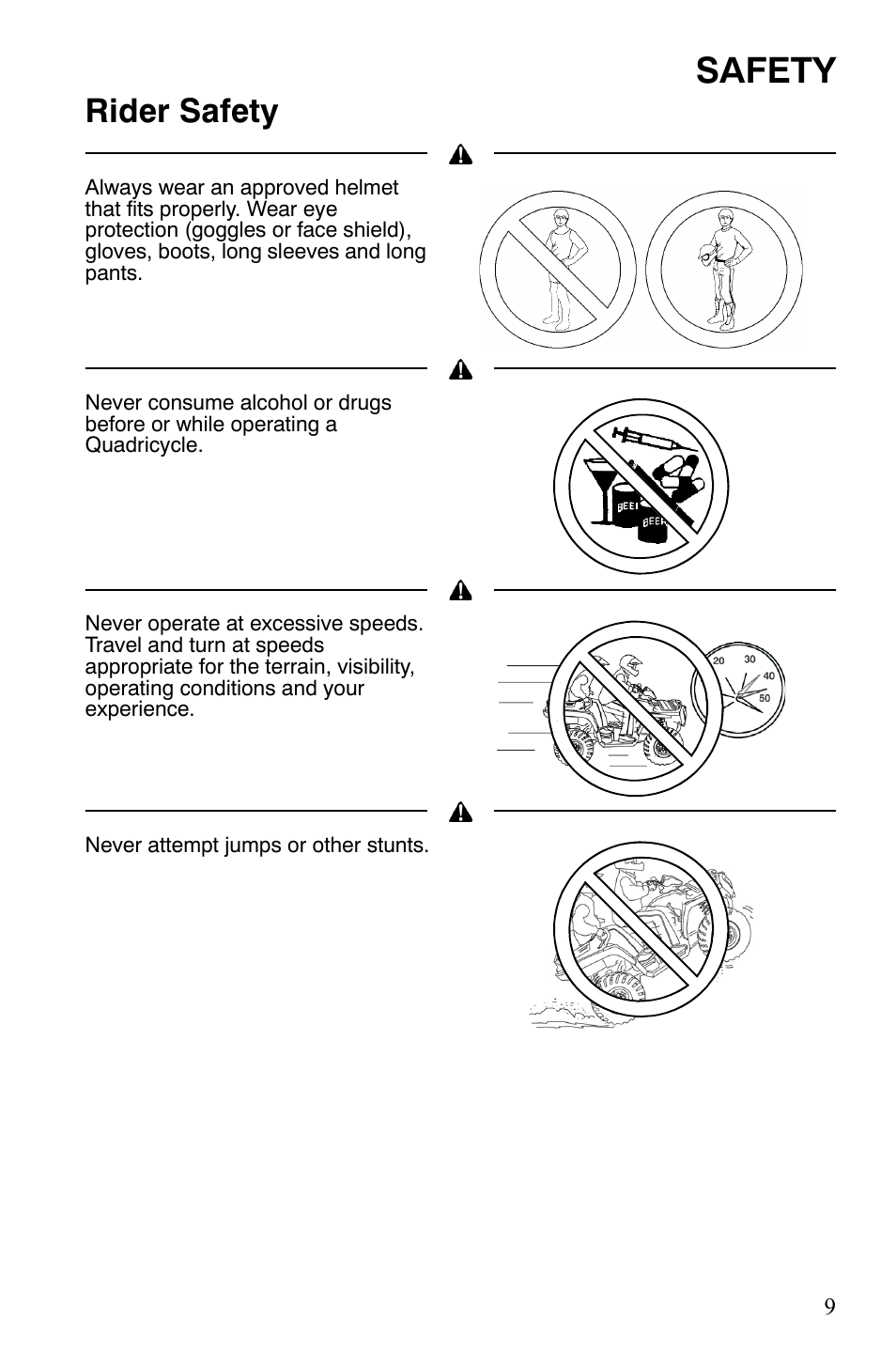 Safety, Rider safety | Polaris Sportsman 9922172 User Manual | Page 11 / 140