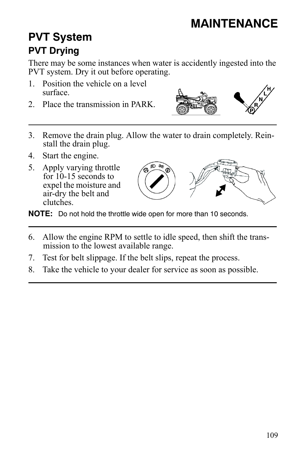 Maintenance, Pvt system | Polaris Sportsman 9922172 User Manual | Page 111 / 140