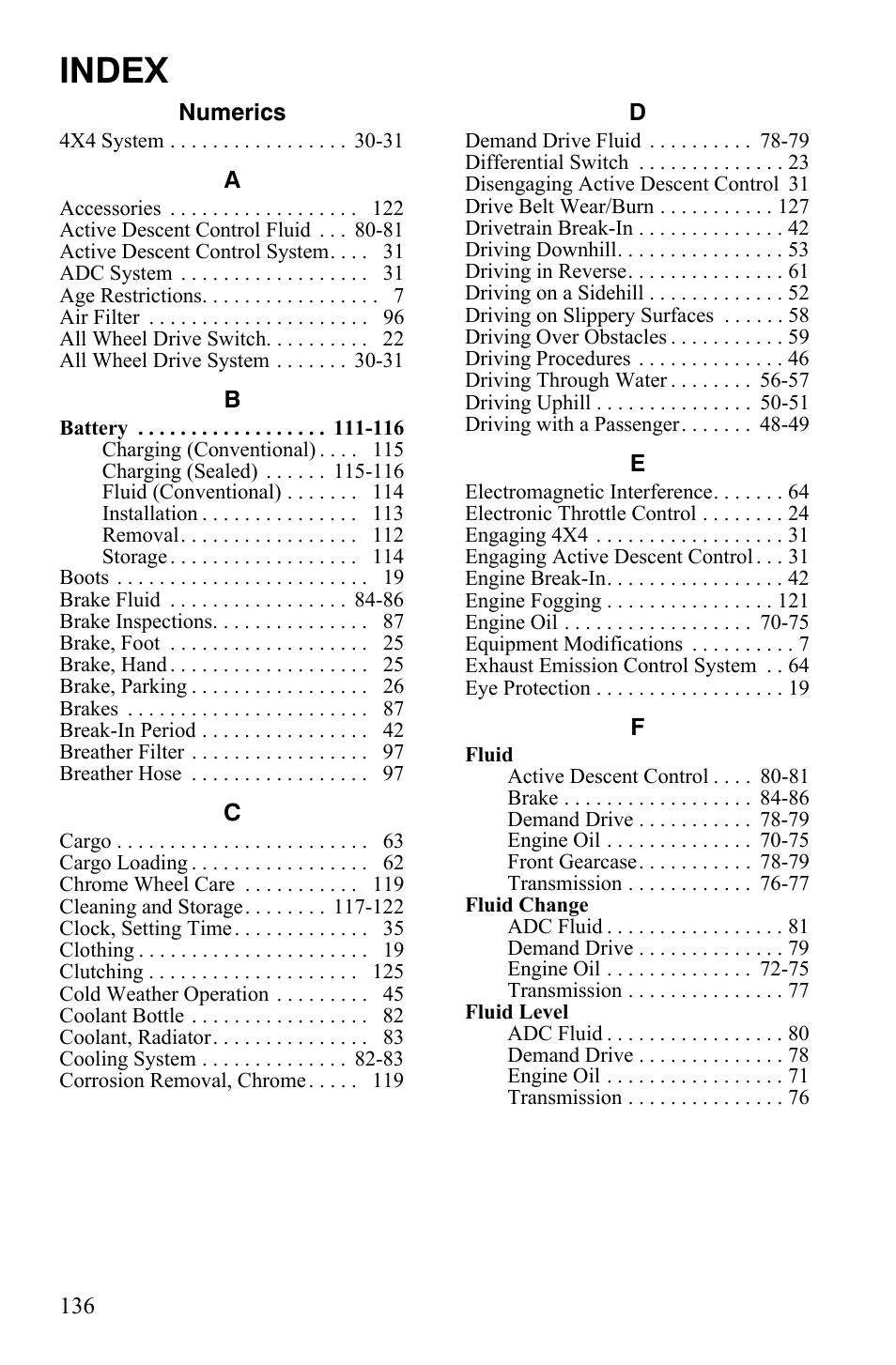 Index | Polaris Sportsman 9922172 User Manual | Page 138 / 140