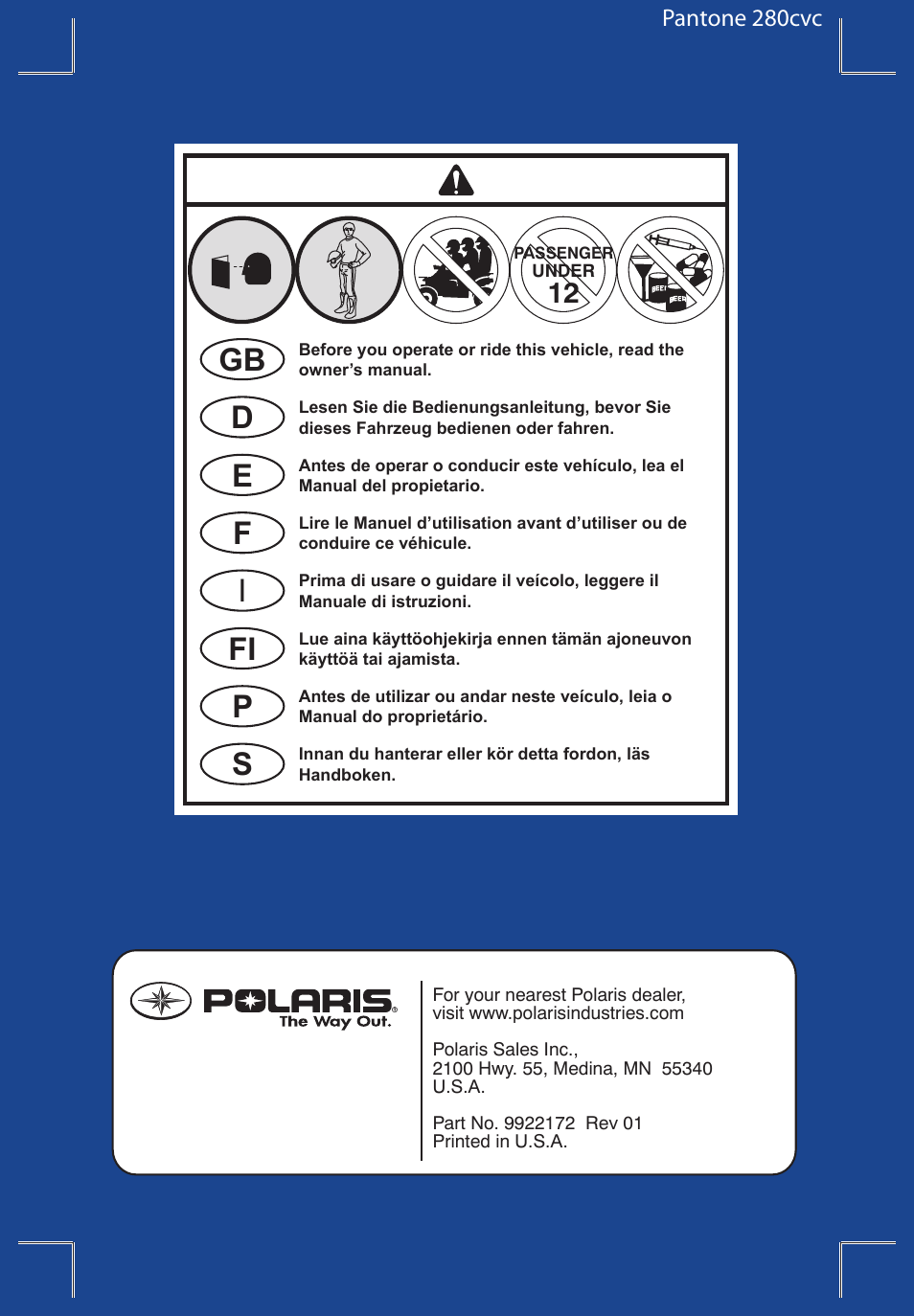 Polaris Sportsman 9922172 User Manual | Page 2 / 140