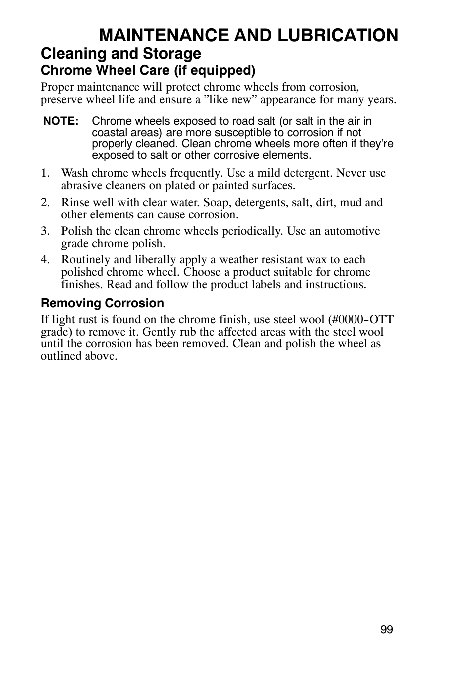 Maintenance and lubrication, Cleaning and storage | Polaris Trail Boss 9920770 User Manual | Page 102 / 122