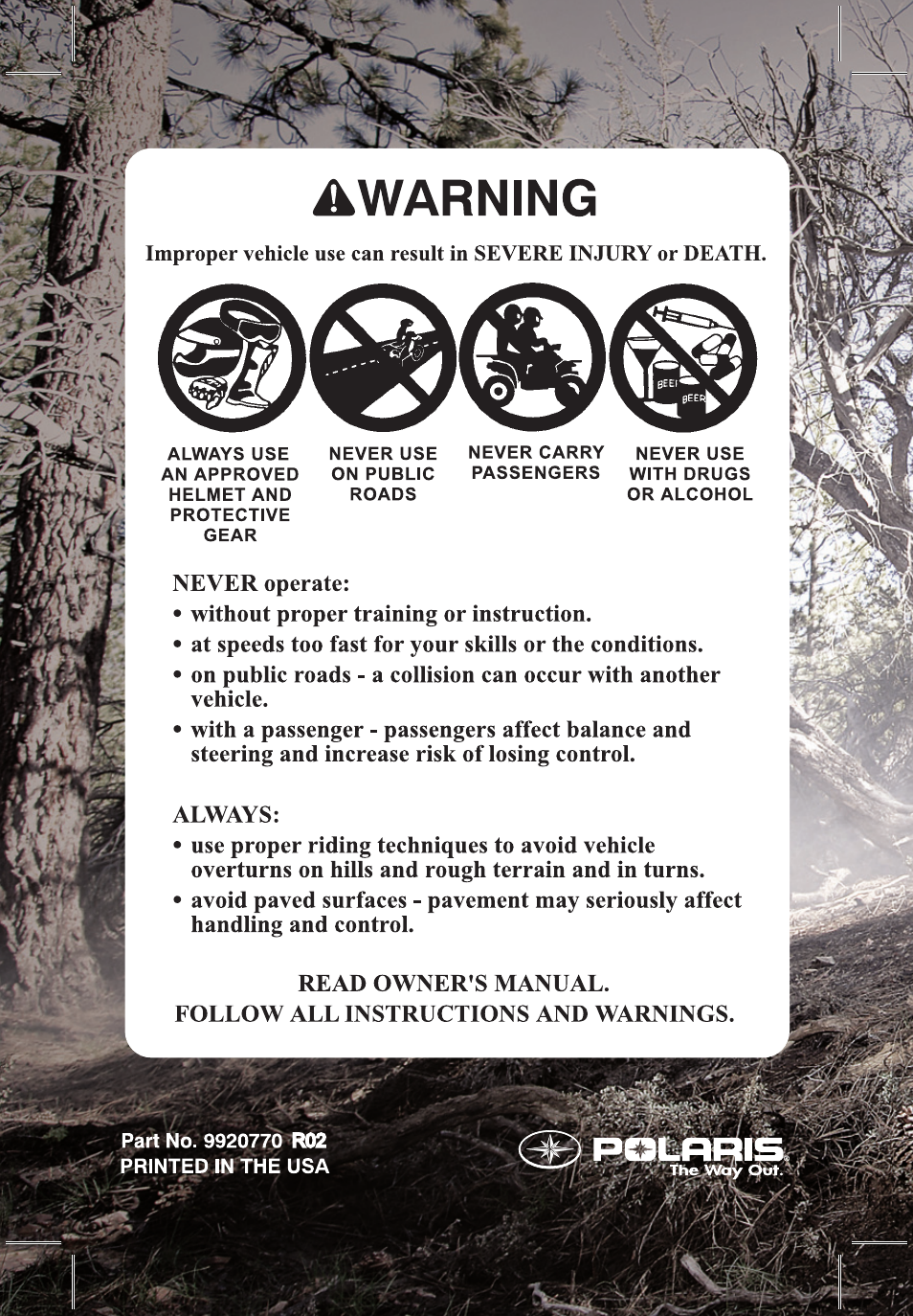 Polaris Trail Boss 9920770 User Manual | Page 2 / 122