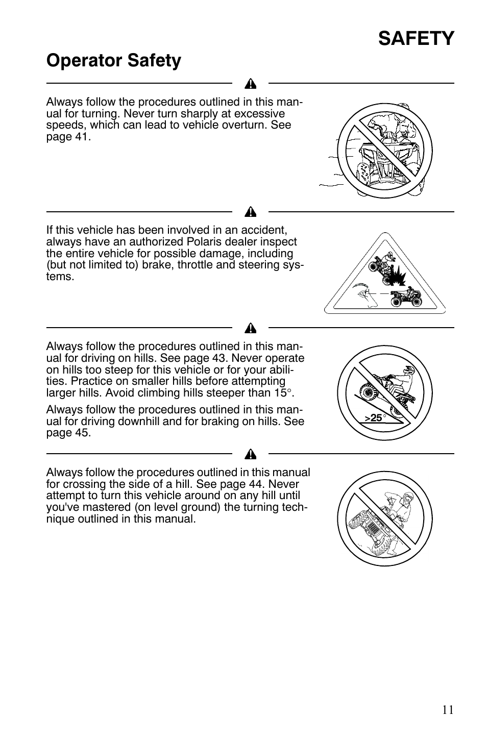 Safety, Operator safety | Polaris Hawkeye 9922016 User Manual | Page 13 / 124
