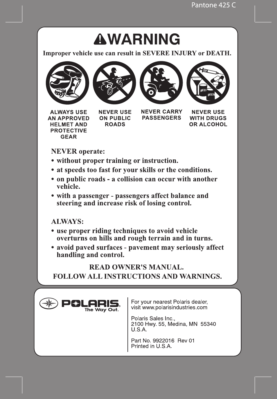 Polaris Hawkeye 9922016 User Manual | Page 2 / 124