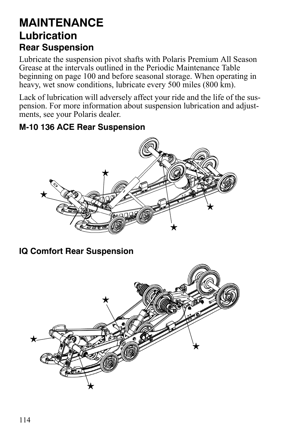 Maintenance, Lubrication | Polaris FS IQ TOURING 7427 C User Manual | Page 117 / 176