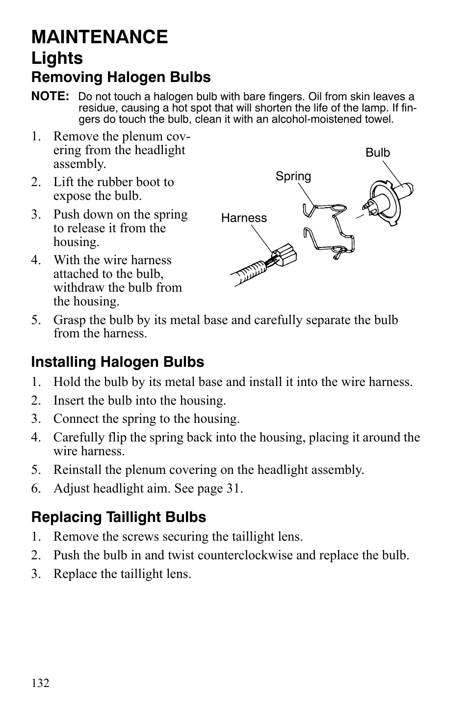 Maintenance, Lights | Polaris FS IQ TOURING 7427 C User Manual | Page 135 / 176