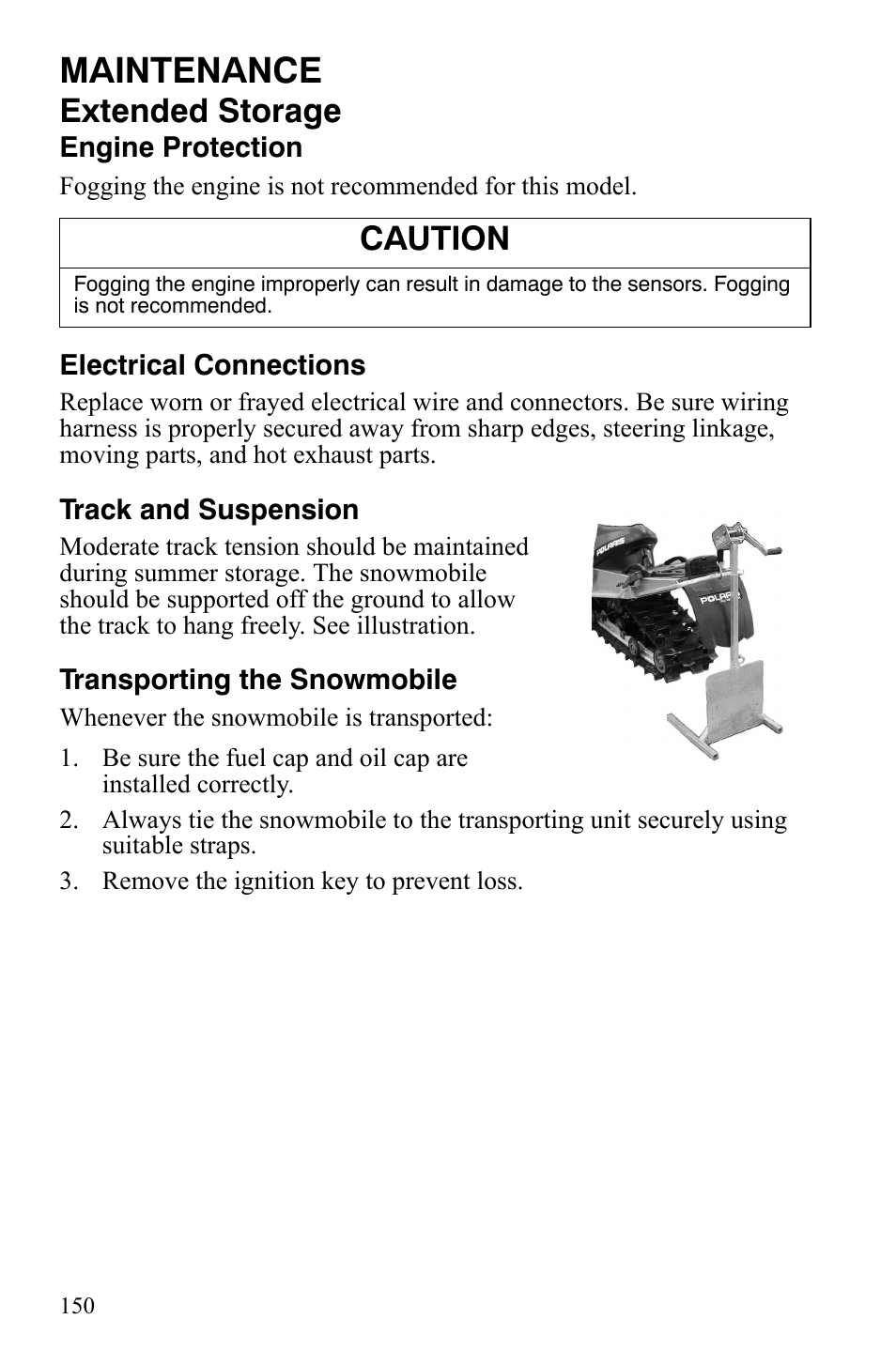 Maintenance, Extended storage, Caution | Polaris FS IQ TOURING 7427 C User Manual | Page 153 / 176
