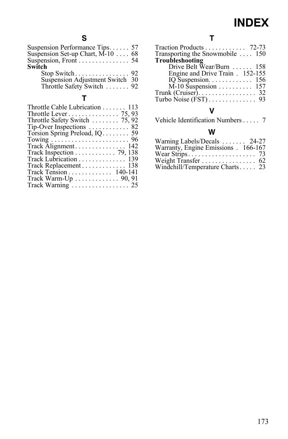 Index | Polaris FS IQ TOURING 7427 C User Manual | Page 176 / 176