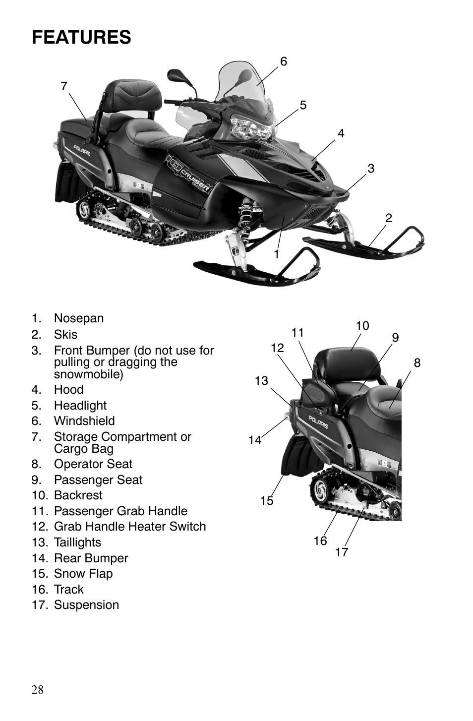 Features | Polaris FS IQ TOURING 7427 C User Manual | Page 31 / 176