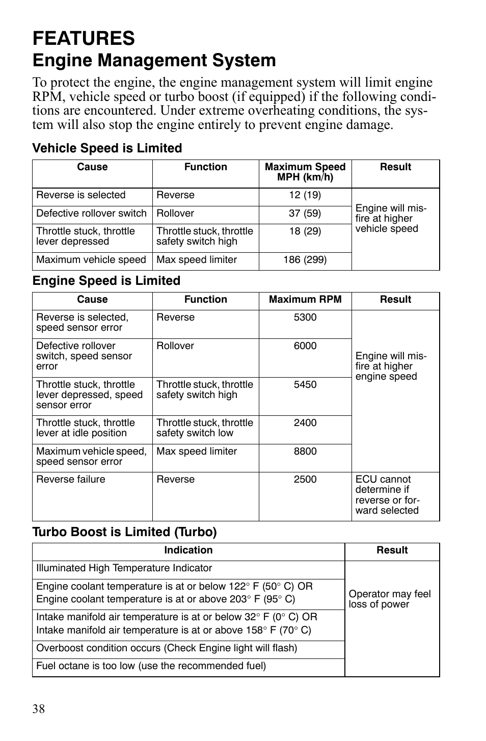 Features, Engine management system | Polaris FS IQ TOURING 7427 C User Manual | Page 41 / 176
