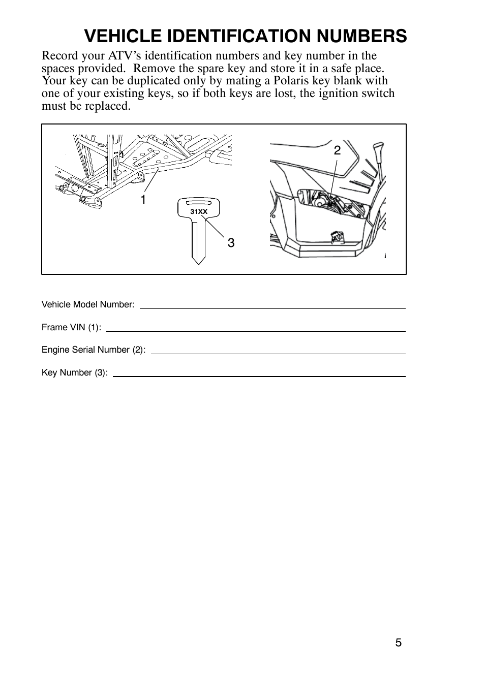 Vehicle identification numbers | Polaris Sportsmabn X2 500 EFI User Manual | Page 8 / 136