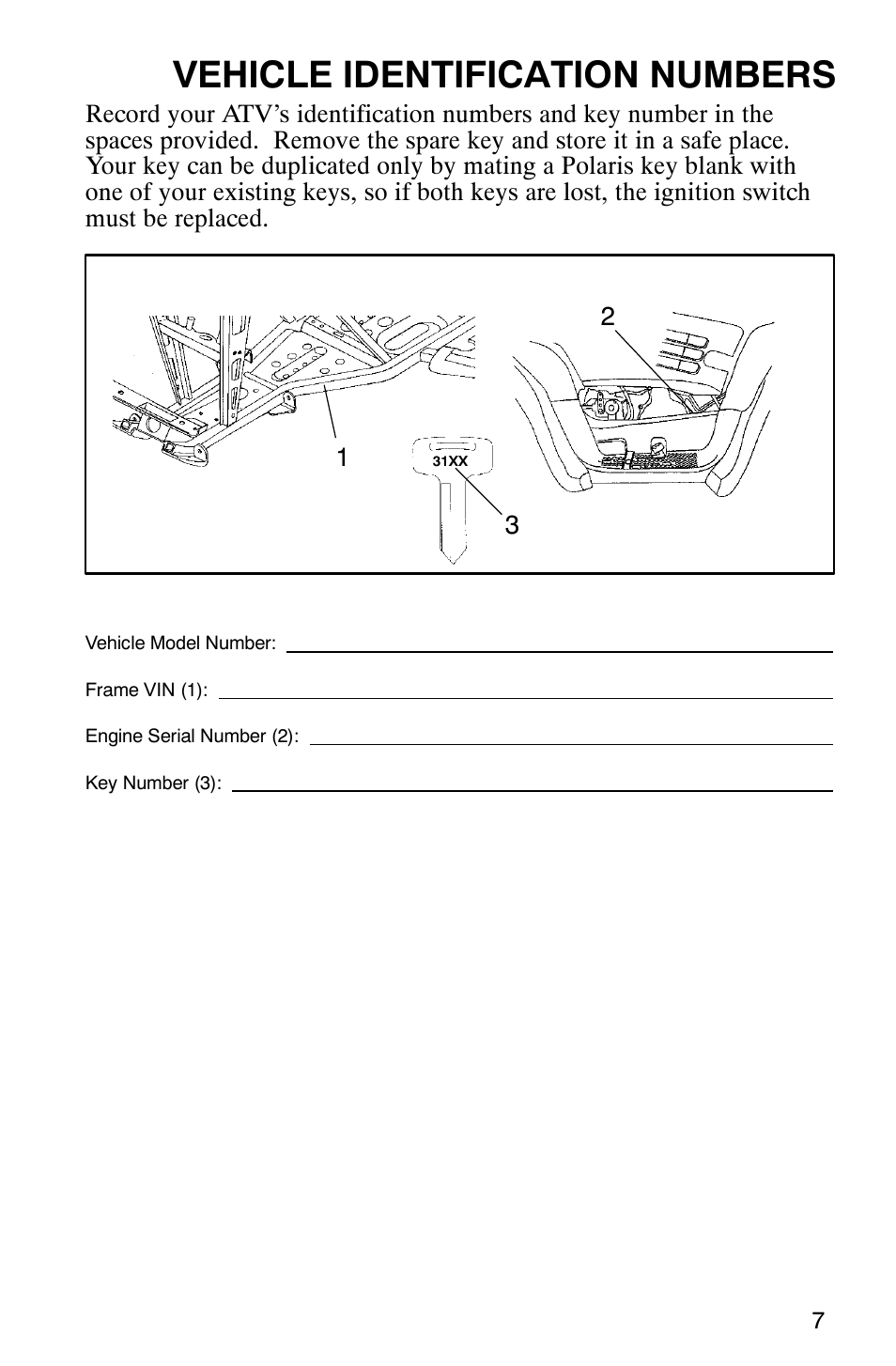 Vehicle identification numbers | Polaris Sportsman 6x6 User Manual | Page 10 / 133